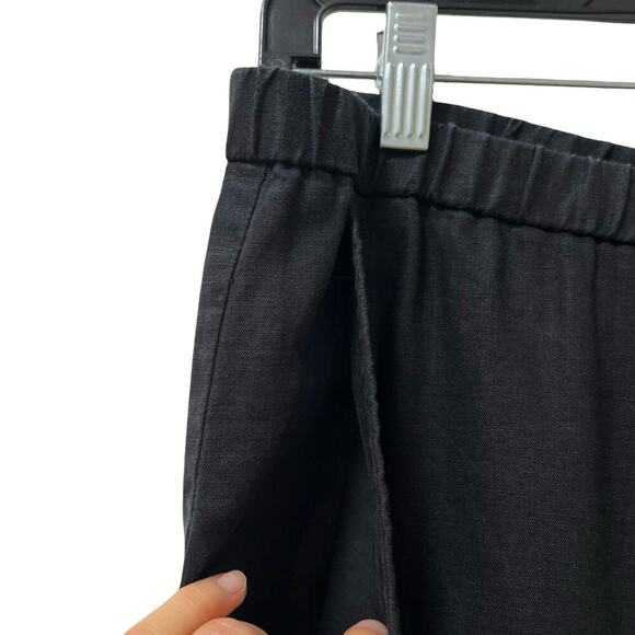 Eileen Fisher 100% Organic Linen Wide Leg Pants Size L Black Capsule Ethical - Picture 2 of 7